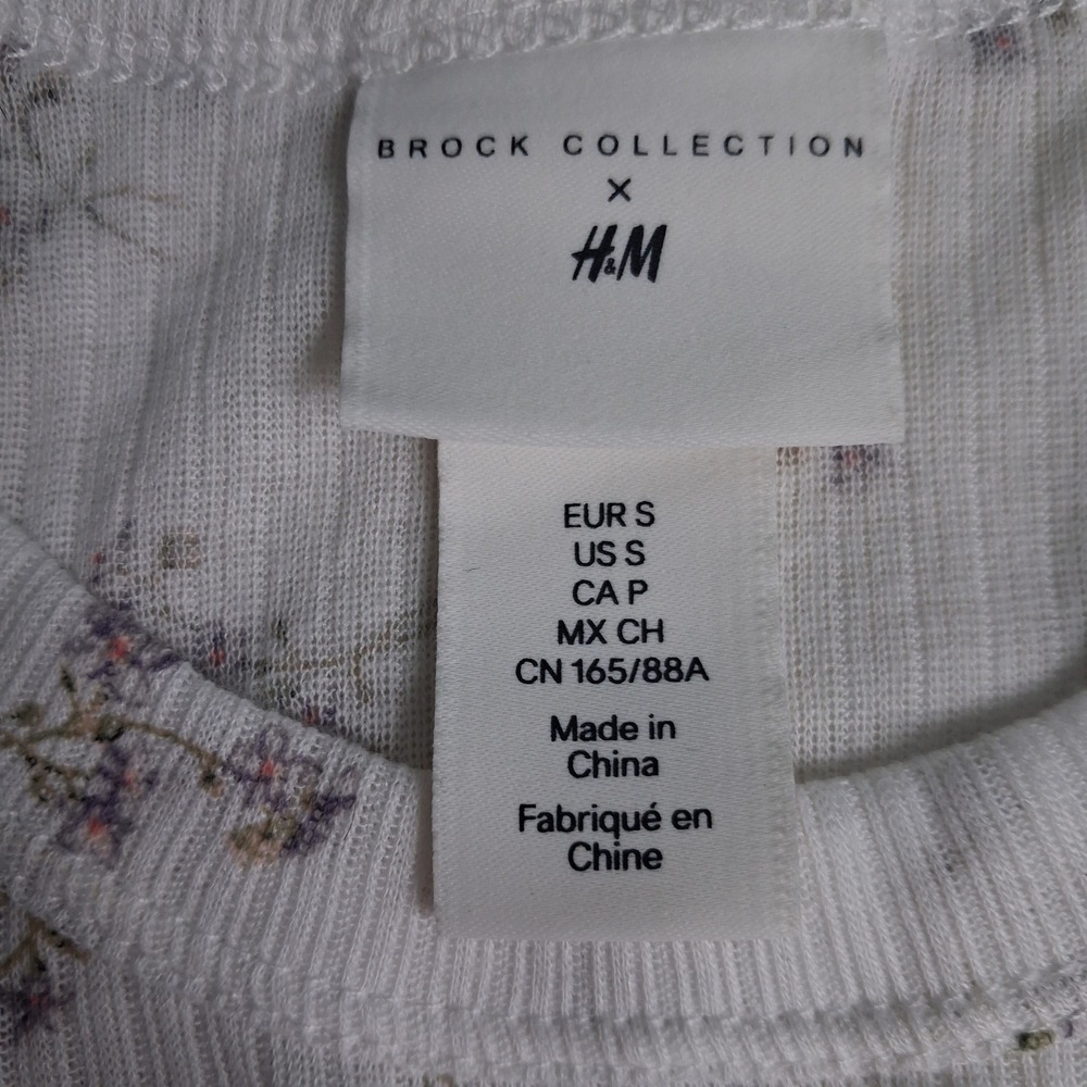 Brock Collection x H&M Womens Sm Racerback Tank Top Ribbed Stretch Floral Dainty - Picture 6 of 10